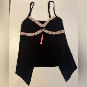 Edikted Black Top with Pink Lace and Ribbon
